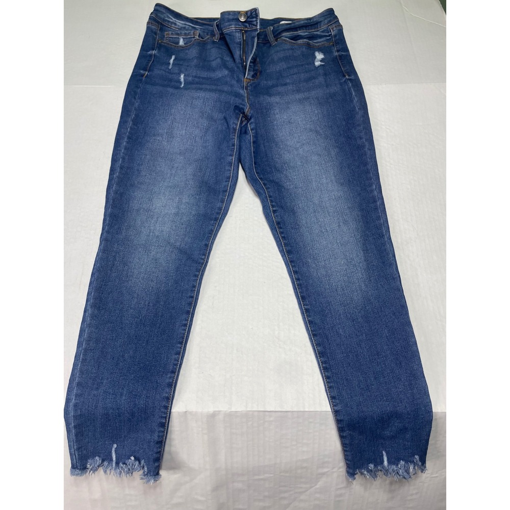 Sofia Jeans by Sofia Vergara Skinny Ankle Distressed Frayed Hem Denim Size 12